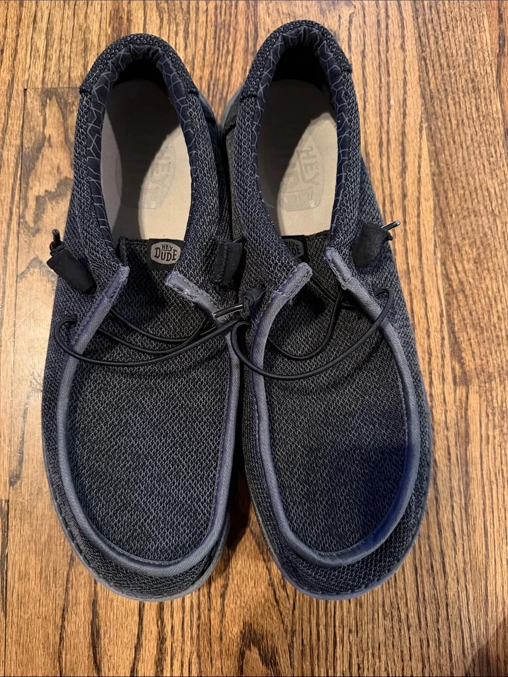Hey Dude Navy Knit Slip-On Loafers with Elastic Bungee